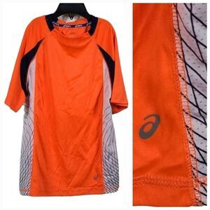ASICS Boys Athletic Top Bicycle Running Orange Short Sleeve shirt Small 8 Jersey
